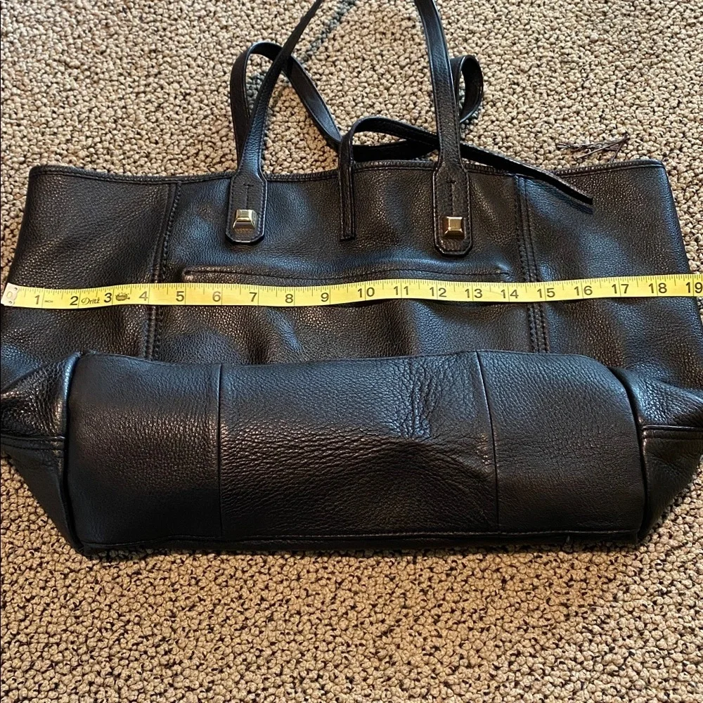 Stella & Dot Black Leather Tote with Snakeskin Accent